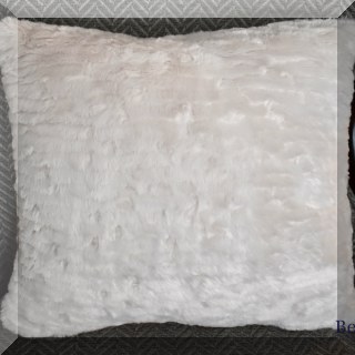 D42. Two white faux fur pillows. 17”x14” - $12 each